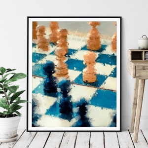 Chess Print -&quot;The Pawn&quot; - Chess Player Gift, Oil Painting Poster, Chess Piece Wall Decor, Chess Artwork, Game Room Wall Art, Home Office Art