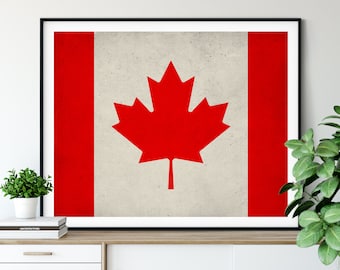 Canada Flag Art, Canadian Flag Print, Flag Poster, Country Flags, Wall Art, Canada Poster, Wall Decor, Canadian Gifts, Flag Painting,