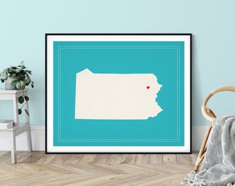 Custom Pennsylvania State Art, Customized State Map Art, Personalized, Pennsylvania Art, Heart Map, Pennsylvania Map, Pennsylvania Print, PA