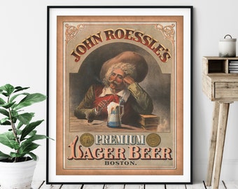 1877 Vintage Lager Beer Print - Antique Beer Ad, Beer Art, Beer Gift for Men, Beer Lover Gift, Beer Wall Art, Beer Poster, Bar Decor, Boston