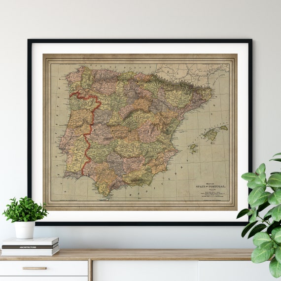 Portugal Map Wall Art Print Poster - Topographic Map of Portugal Count —  Maps As Art