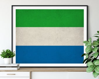 Sierra Leone Flag Print, Sierra Leone Flag Art, Flag Poster, African Flag Wall Art, Moving Gifts, Industrial Wall Decor, Living Room Art