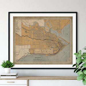 1915 Quebec Map Print, vintage Map Art, Antique Map, Wall Art, Old Maps, Quebec Print, Quebec Art, Québec Canada Gifts, Québec City Carte