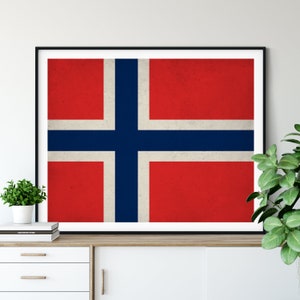 Norway Flag Art, Norway Flag Print, Norwegian Flag Poster, Country Flags, Norway Painting, Flag Painting, Wall Art, Norway Poster, Gifts
