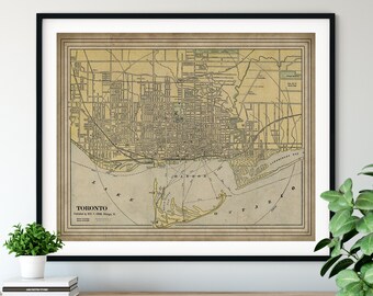 1901 Toronto Canada Map Print, Vintage Map Art, Antique Map, Canadian Wall Art, Canada Art, Canada Print, Toronto Map Art, Toronto Print