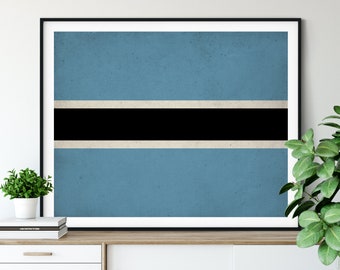 Botswana Flag Print, Botswana Flag Art, Botswana Gifts, Flag Poster, Housewarming Gift, Vintage Flag Wall Art, Flag Painting, Moving Gift