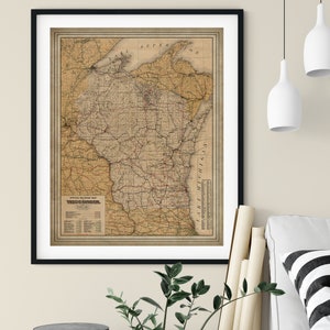 1900 Wisconsin Railroad Map Print, Vintage Wisconsin Map Art, Antique Wisconsin Map, Old Map, Railway Map, Train Gifts, Locomotive Wall Art image 3