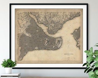 1840 Constantinople Map Print - Vintage Map Art, Antique Map, Old Map Poster, History Buff Gift, History Teacher Wall Art, City Street Map