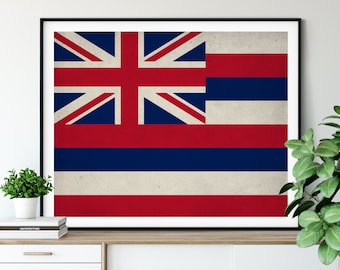 Hawaii Flag Art, Hawaii Flag Print, Hawaii Art, Hawaii Print, Hawaii Gift Ideas, Hawaiian Art, Hawaiian Flag, Vintage Living Room Art