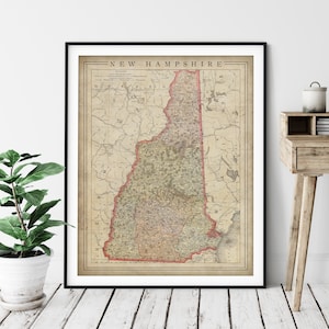 1897 New Hampshire Map Print, Vintage Map Art, Antique Map, Old Map, County Map Wall Art, State Map, New Hampshire Art, New Hampshire Print