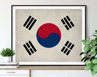 South Korea Flag Art, South Korea Flag Print, Flag Poster, Country Flags, Flag Painting, Seoul South Korea, Korean Art, Korean Gifts,