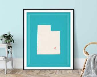 Custom Utah State Art, Customized State Map Art, Personalized Gift, Utah Art, Heart Map, Utah Map, Hometown Love Map, Utah Print, Silhouette