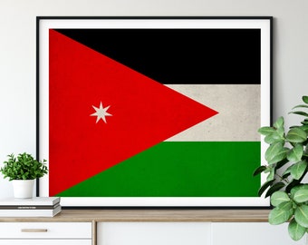 Jordan Flag Art, Jordan Flag Print, Jordan Flag Poster, Country Flags, Flag Painting, Flag of Jordan Poster, Wall Art, Wall Decor, Gifts