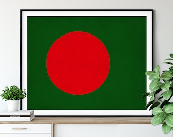 Bangladesh Flag Art, Bangladesh Flag Print, Flag Poster, Country Flags, Flag Painting, Poster, Wall Decor, Asian Art, Wall Art. Gift Ideas