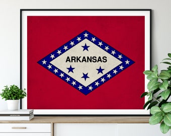 Arkansas Flag Art, Arkansas Flag Print, State Flag Poster, State Flags, Flag Painting, Arkansas Poster, Wall Decor, Gifts, State Pride