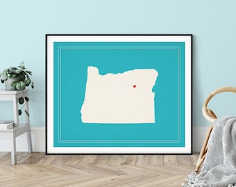 Custom Oregon State Art, Customized State Map Art, Personalized Gift, Oregon Art, Heart Map, Oregon Map, Hometown Love Map, Oregon Print