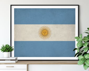 Argentina Flag Art, Argentina Flag Print, Flag Poster, Country Flags, Argentina Poster, Industrial Wall Decor, Flag Wall Art, Gift Idea