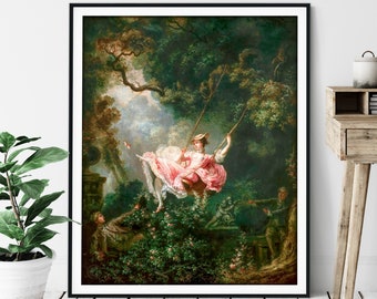 The Swing Print by Jean-Honoré Fragonard - 18th Century Renaissance Painting Reproduction