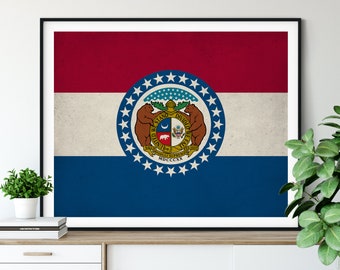 Missouri Flag Art, Missouri Flag Print, Missouri State Flag Poster, Missouri Poster, Patriotic Gifts, Missouri State Pride, Living Room Art