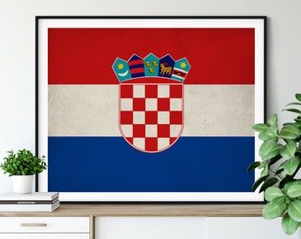 Croatia Flag Art, Croatia Flag Print, Flag Poster, Country Flags, Croatia Poster, Croatian Gifts, Wall Art, Flag Painting, Wall Decor