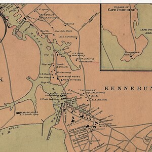 1894 Kennebunkport Maine Map Print, Vintage Map Art, Antique Map Wall Art, Kennebunk Print, Old ...
