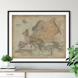 1904 Europe Map Print, vintage Map Art, Antique Map, Wall Art, History Gift, Old Maps, Espagne, France, Allemagne, Italie, Carte de l’Europe, Map Art