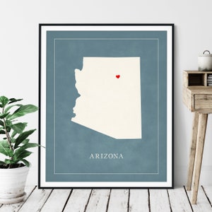 Custom Arizona Map Print: Personalized Hometown Art with Heart over any City