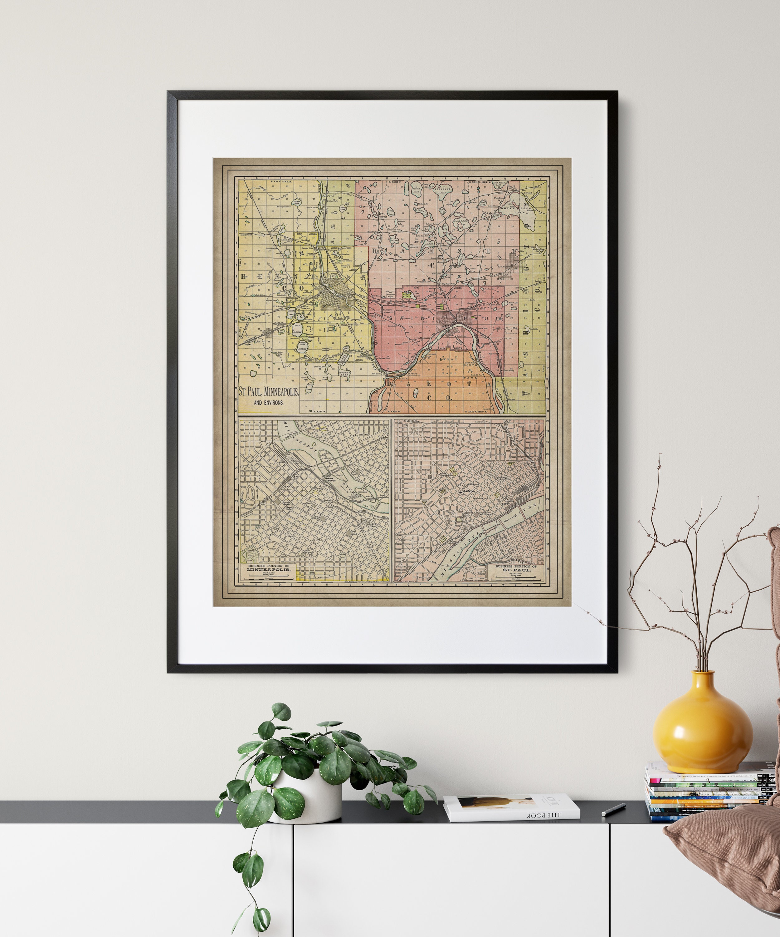 Vintage Map of St. Paul Minnesota - 1891 by CartographyAssociates