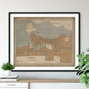 1915 Vancouver Canada Carte, vintage Map Art, Antique Map Print, Old Map Wall Art, Vancouver Print, Vancouver Art, Vancouver Art, Vancouver Carte, Canada Gifts