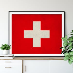 Switzerland Flag Art, Switzerland Flag Print, Flag Poster, Country Flags, Swiss Gifts, Swiss Art, Swiss Flag, Swiss Poster, Living Room Art