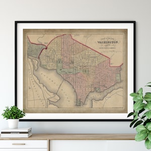 1877 Washington DC Map Print, vintage Map Art, Antique Map Wall Art, Carte de Washington DC, Old Map, Washington DC Art, United States Capital