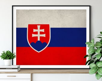 Slovakia Flag Art, Slovakia Flag Print, Flag Poster, Country Flags, Flag Painting, Slovakian Flag, Housewarming Gifts, Wall Art, Wall Decor