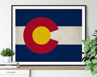 Colorado Flag Art, Colorado Flag Print, Flag Poster, State Flags, Colorado Print, Housewarming Gift Idea, Flag Painting, Colorado Art