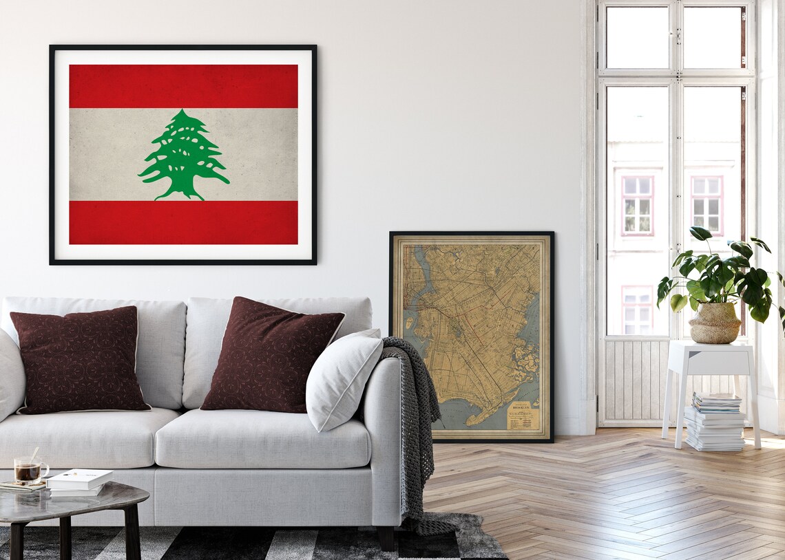 Lebanon Flag Art Lebanon Flag Print Lebanese Flag Poster Etsy