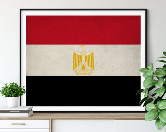 Egypt Flag Art, Egypt Flag Print, Flag Poster, Country Flags, Egypt Poster, Egyptian Wall Art, Egyptian Gift Ideas, Flag Painting, Decor
