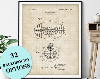 Football Patent Print - Customizable Football Blueprint Plan, Football Player Gift, Football Art Poster, Home Gym Wall Decor, Game Room Art