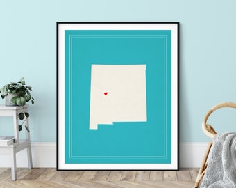 Custom New Mexico State Art, Customized State Map Art, Personalized, New Mexico Art, Heart Map, New Mexico Map, Love Map, New Mexico Print