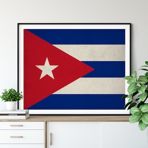 Cuba Flag Art, Cuba Flag Print, Flag Poster, Country Flags, Cuba Poster, Cuban Art, Cuban Pride, Cuban Gifts, Flag Painting, Cuban Flag