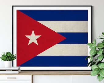 Cuba Flag Art, Cuba Flag Print, Flag Poster, Country Flags, Cuba Poster, Cuban Art, Cuban Pride, Cuban Gifts, Flag Painting, Cuban Flag