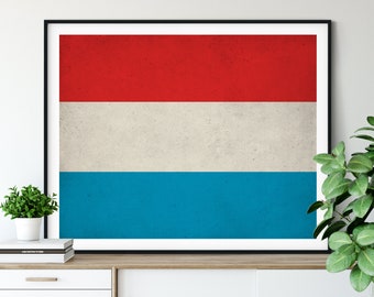 Luxembourg Flag Art,  Luxembourg Flag Print, Flag Poster, Country Flags, Flag Poster, Gifts, Wall Art, Flag Painting, Wall Decor, Industrial