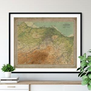 1912 Edinburgh Map Print, vintage Map Art, Antique Map, Old Map, Edinburgh Scotland Map, Edinburgh Print, Edinburgh Art, Scotland Gift