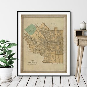 1895 Syracuse New York Map Print, Vintage Syracuse Map Art, Antique Syracuse NY Map, Syracuse Art, Old Maps, Living Room Art, Home Office
