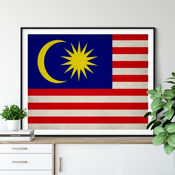 Malaysia Flag Art Malaysia Flag Print Flag Poster Country Etsy