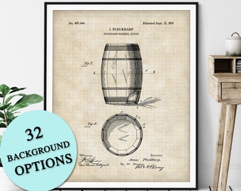 Beer Barrel Patent Print - Beer Keg Patent, Beer Gifts, Beer Tap Poster, Bar Decor, Bar Art, Beer Art, Beer Print, Craft Beer Drinker Gift