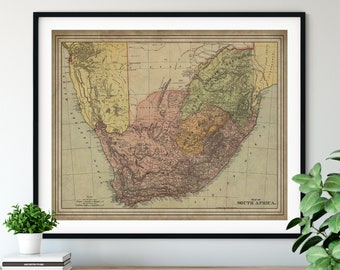 1897 South Africa Map Print, Vintage Map Art, Antique Map, Wall Decor, South African Wall Art, Africa Art, Africa Print, Cape Town Gift