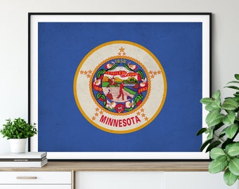 Minnesota Flag Art, Minnesota Flag Print, State Flag Poster, Flag Painting, Minnesota Gifts, Minnesota State Pride, Living Room Wall Art