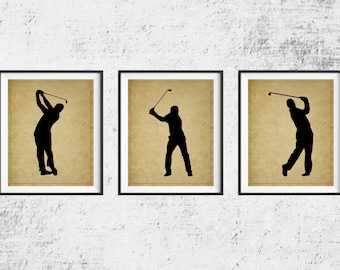 Golf Print Set, Golf Art, Panel Art, Golf Gifts for Men, Golf Decor, Gift for Golfers, Man Cave Art, Sports Wall Decor, Gifts for Him