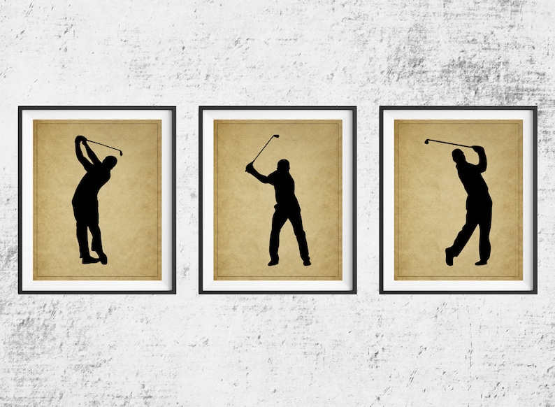 Golf Print Set Golf Art Panel Art Golf Gifts For Men Golf Etsy
