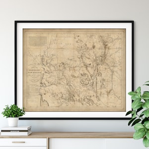 1867 Old Territory & Military Department of New Mexico Map Print - vintage Map Art, Antique Map Wall Art, Old Map Poster, Arizona, Gift