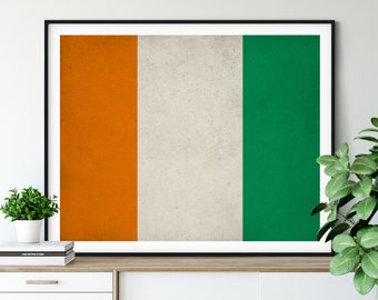 Cote d'Ivoire Flag Print, Cote d'Ivoire Flag Art, Flag Poster, African Flag Wall Art, Moving Gifts, Industrial Wall Decor, Living Room Art